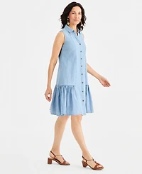Style & Co Women's Cotton Chambray Sleeveless Dress, Macy's Exclusive