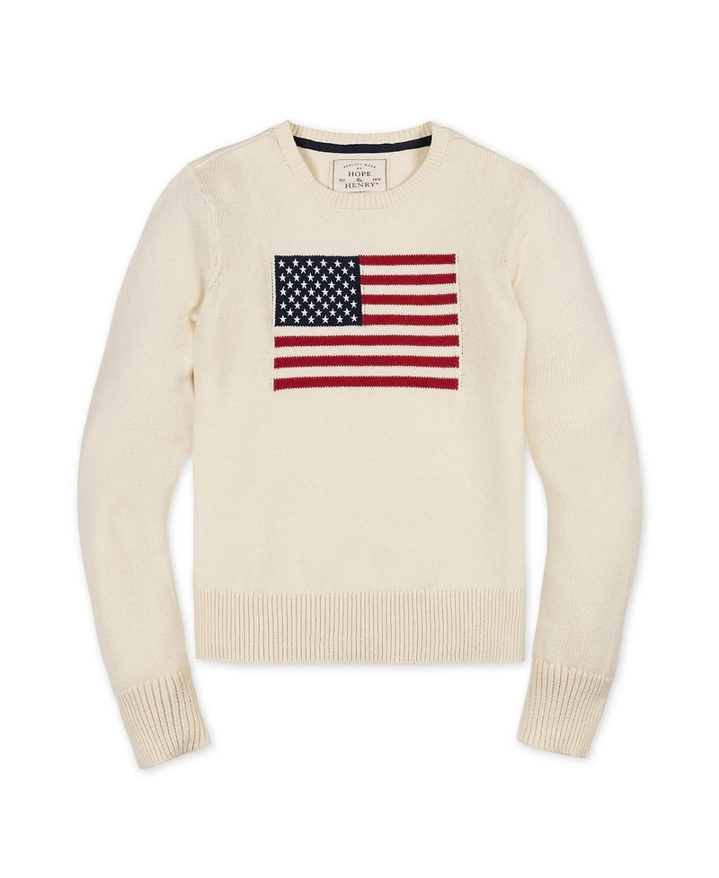 Hope & Henry Women's and Organic Crew Neck Flag Sweater