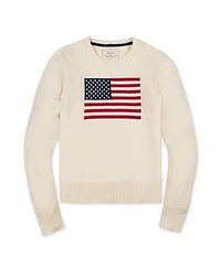 Hope & Henry Women's and Organic Crew Neck Flag Sweater