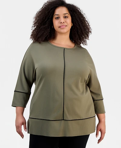 Jones New York Plus Dolman-Sleeve Tunic Top