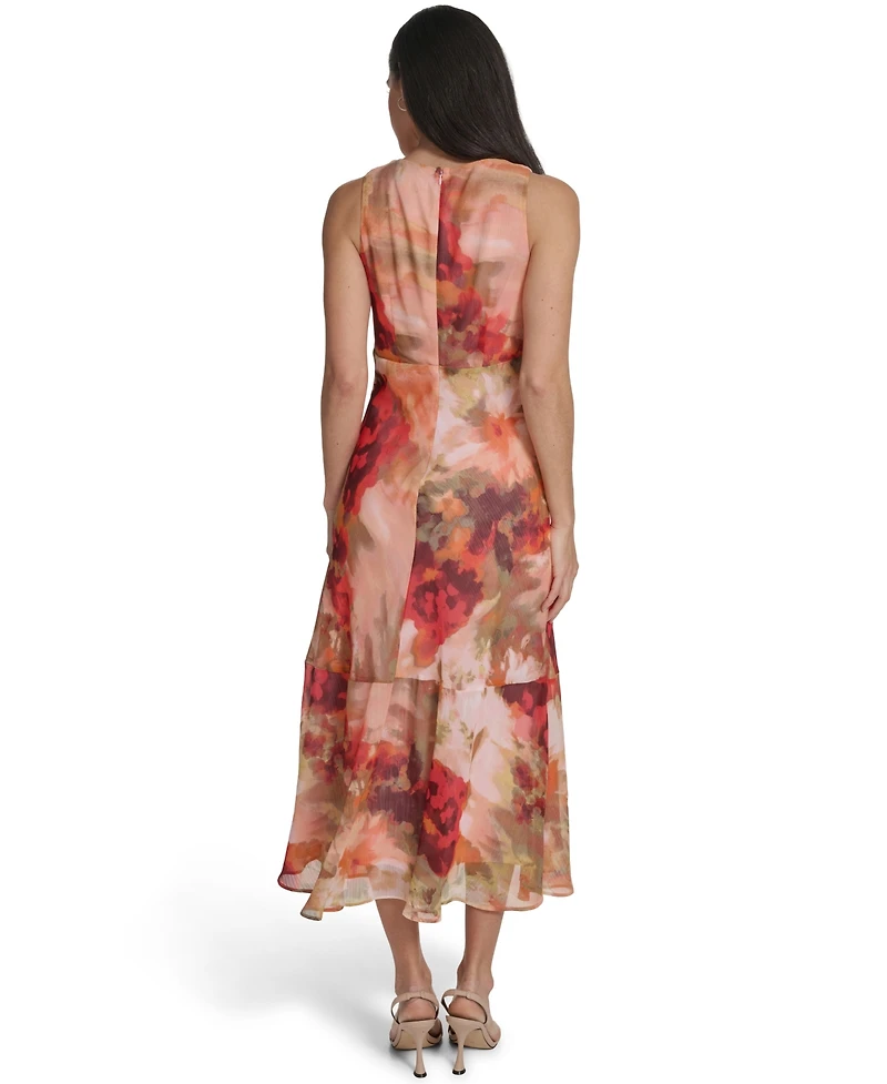 Calvin Klein Women's V Neck Midi Dress