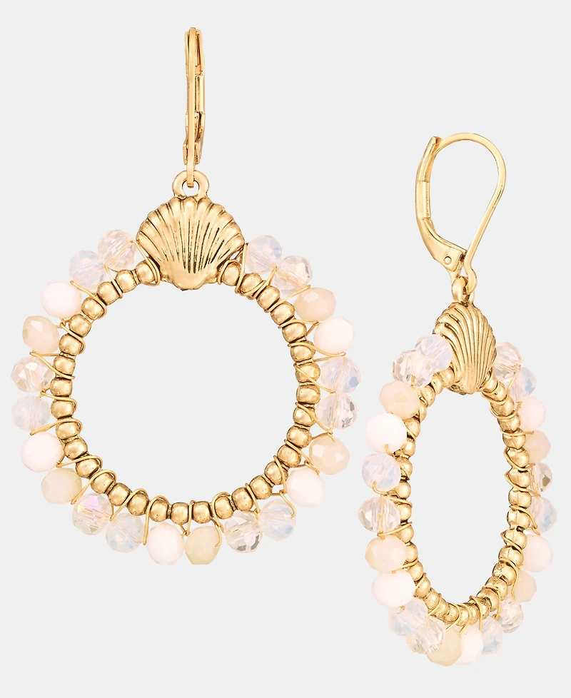 lonna & lilly Beaded Shell Open Drop Earrings