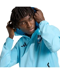Adidas Men's Light Blue Minnesota United Fc Tiro Travel Full-Zip Hooded Windbreaker Jacket