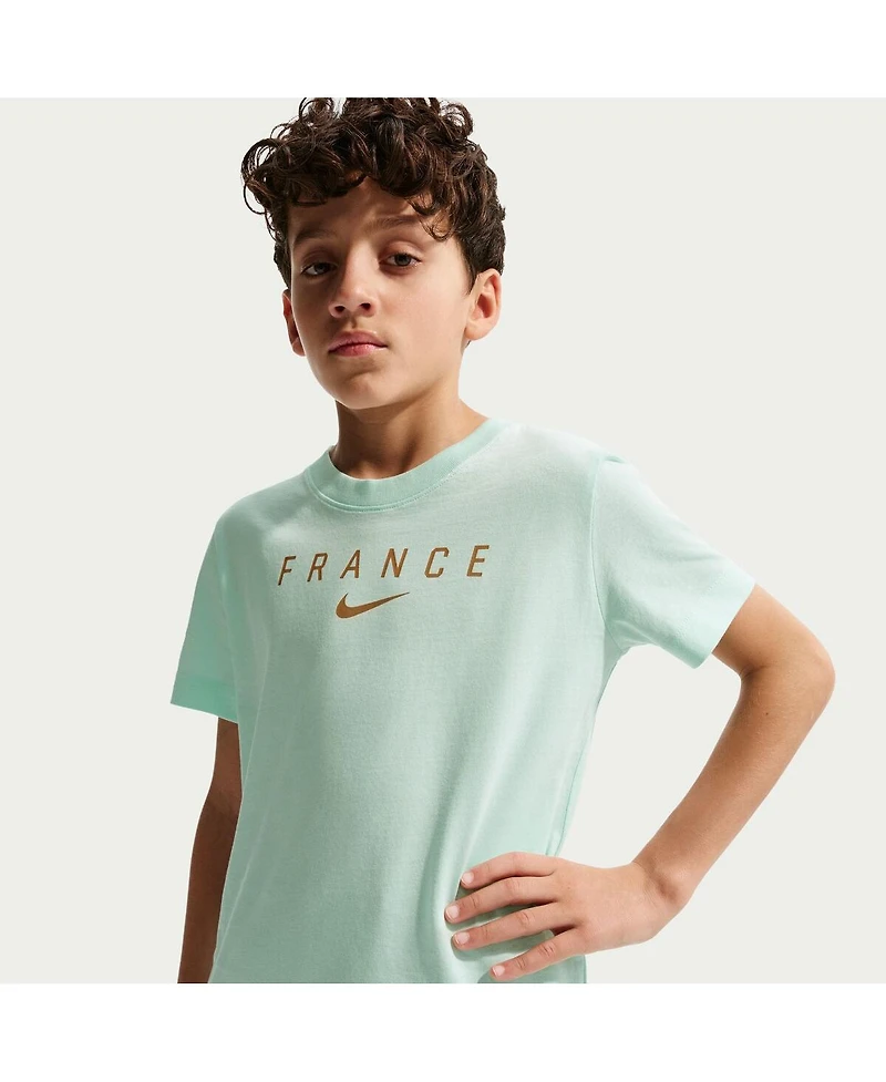 Nike Big Boys and Girls Green France National Team Wordmark T-Shirt