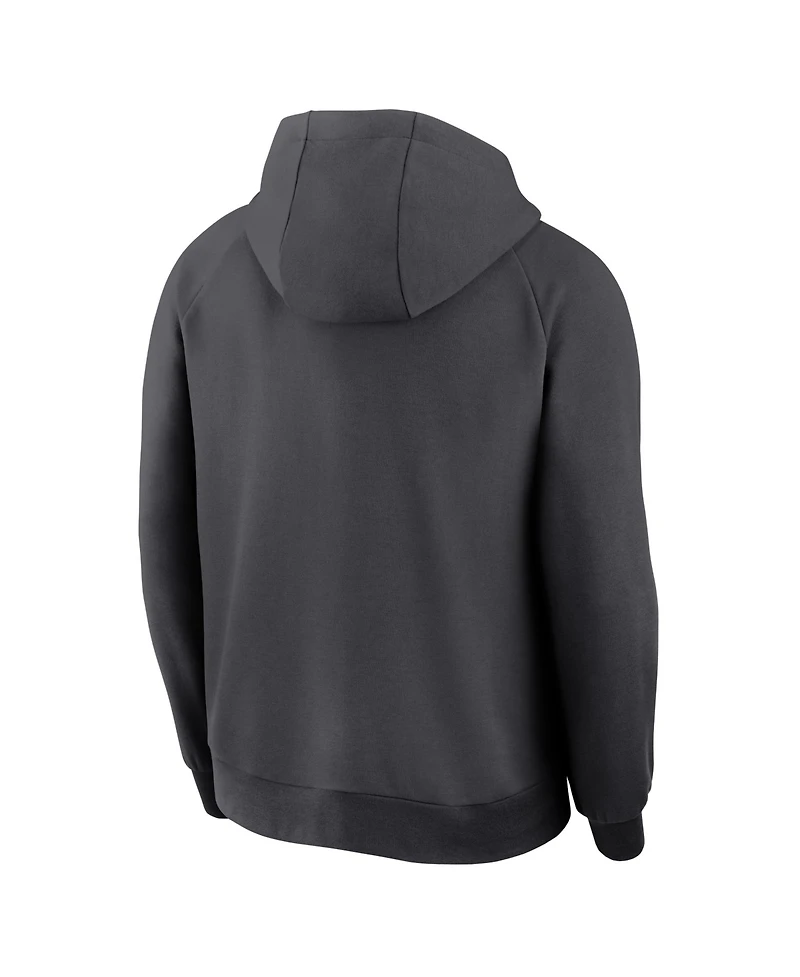 Nike Men's Anthracite Los Angeles Dodgers Authentic Collection Player Raglan Dri-fit Full-Zip Hoodie