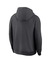 Nike Men's Anthracite Los Angeles Dodgers Authentic Collection Player Raglan Dri-fit Full-Zip Hoodie