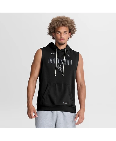 Nike Men's Black Colorado Rockies Authentic Collection Standard Issue Dri-fit Sleeveless Hoodie