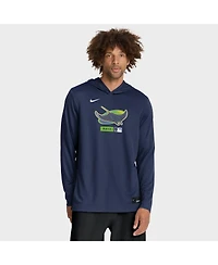 Nike Men's Navy Tampa Bay Rays Authentic Collection Dri-fit Long Sleeve Hooded T-Shirt