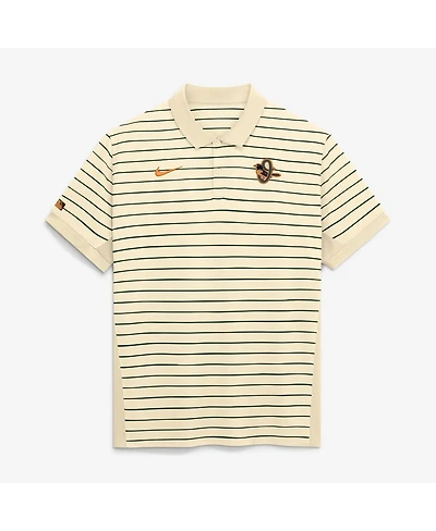 Nike Men's Cream Baltimore Orioles Authentic Collection City Connect Striped Victory Dri-fit Polo Shirt