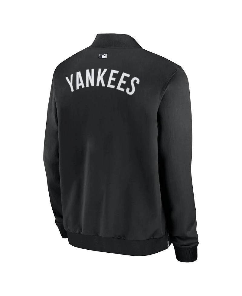 Nike Men's Black New York Yankees Authentic Collection Dugout Relaxed Full-Zip Bomber Jacket