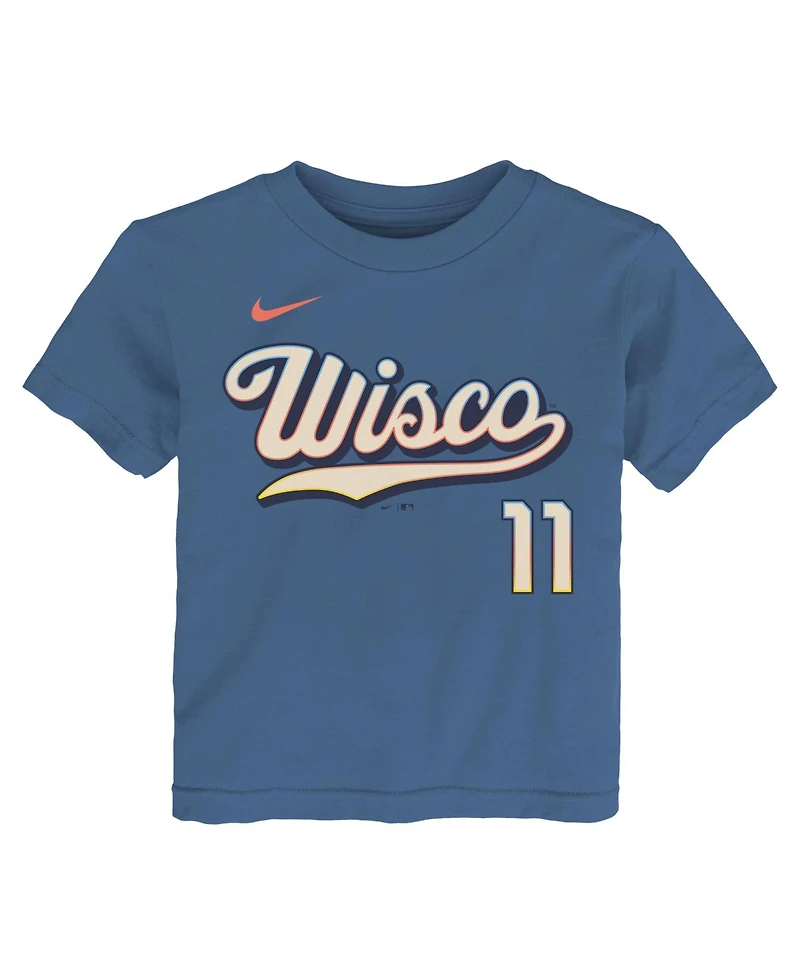 Nike Toddler Jackson Chourio Powder Blue Milwaukee Brewers 2026 City Connect Name Number T-Shirt
