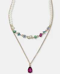 Karl Lagerfeld Paris Mixed Crystal & Imitation Pearl Layered Pendant Necklace, 16" + 3" extender