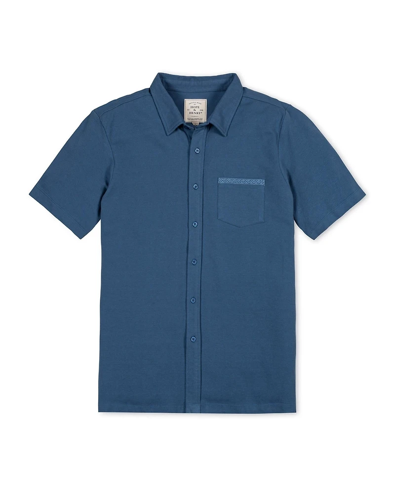 Hope & Henry Men's and Organic Pique Short Sleeve Shirt