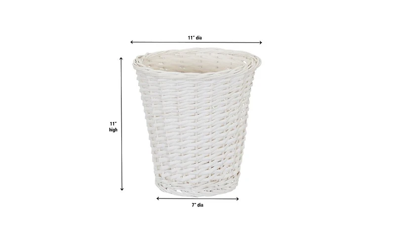 Household Essentials Wicker Waste Basket, Willow Weave Painted Includes Plastic Liner