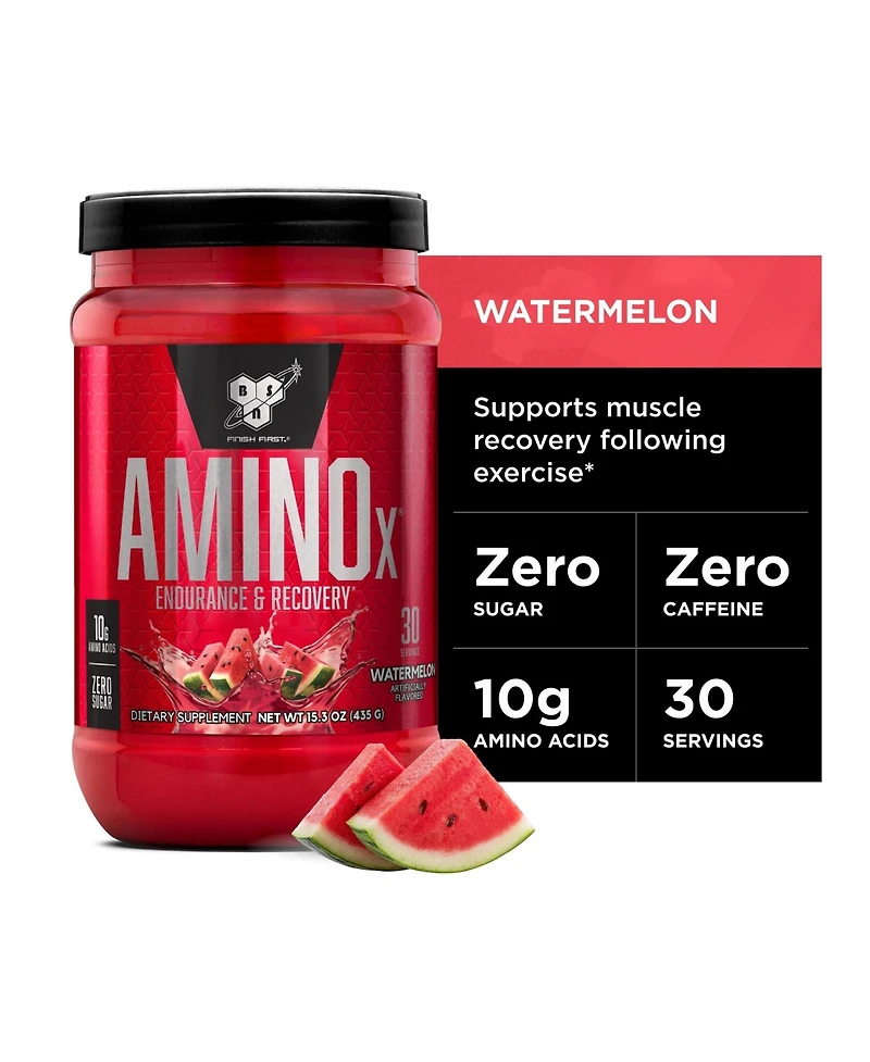 Bsn Amino X Muscle Recovery and Endurance Powder with BCAAs, 10 Grams of Amino Acids, Keto Friendly, Caffeine Free, Flavor: Watermelon, 30 servings