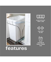 Household Essentials Glidez Steel Pull-Out Double 9 Gallon Plastic Trash Cans