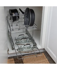 Household Essentials Glidez Steel Pull-Out Basket for Pots & Lids, 2-Tier Dual
