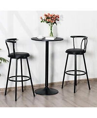 Gymax Set of 2 Round Pub Table 24" Bistro Bar Height Cocktail Table w/Metal Base