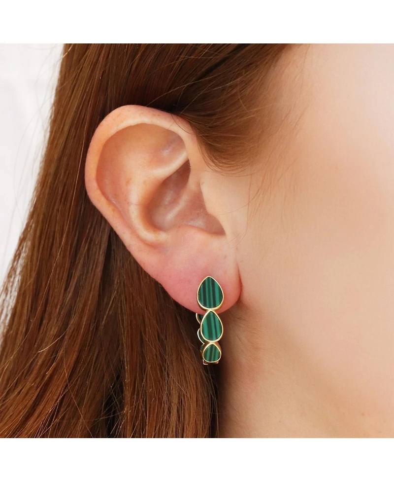 The Lovery Malachite Inside Out Hoop Earrings 14K Gold-Plated Sterling Silver