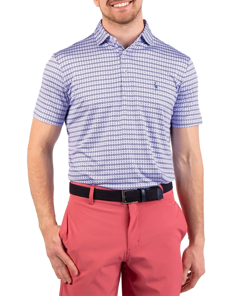 Tailorbyrd Men's Geo Stars Printed Performance Polo