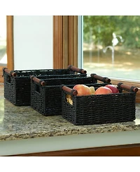 Household Essentials Decorative Woven Baskets, Set of 3 Baskets, Paper Rope, Small, Medium and Large