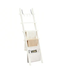 Yigii Blanket Ladder 5-Tier Wooden Shelf Farmhouse Rack Leather Bag