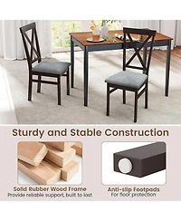 Gymax Modern Dining Chairs Set of with Rubber Wood Frame Hollowed Backrest for Kitchen