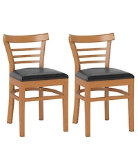 Gymax Modern Dining Chair Set of 2 Upholstered Kitchen Chair with Rubber Wood Legs