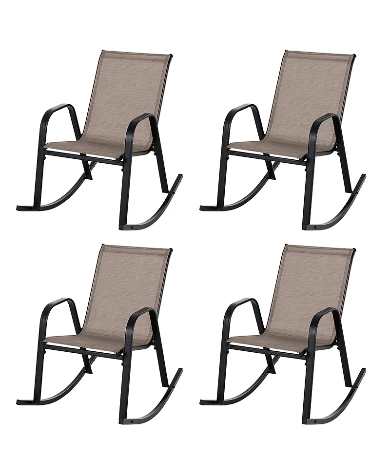 Gymax Set of 4 Metal Rocking Chair Heavy-Duty Rocker Outdoor Anti-Slip Patio