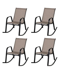 Gymax Set of 4 Metal Rocking Chair Heavy-Duty Rocker Outdoor Anti-Slip Patio