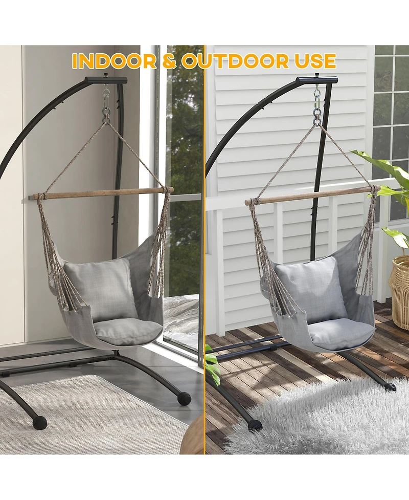 Outsunny Hammock Chair Stand. Metal Frame C Shape Hammock Stand, Black