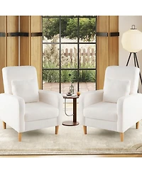 Slickblue Teddy Fleece Accent Sofa Chair with Lumbar Pillow, Modern Upholstered Design