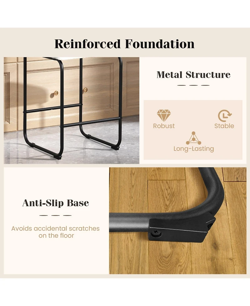 2 Piece 26 Inch Counter Height Bar Stools Metal Frame Footrest