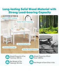 Sugift Wooden Kids Table and 2 Chairs Set with Anti-slip Foot Pads