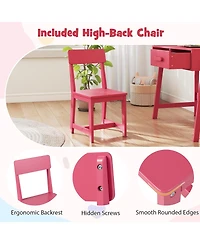 Sugift Kids Desk and Chair Set with Storage Drawer and Hutch