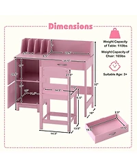 Sugift Wooden Kids Study Desk and Chair Set Student Workstation