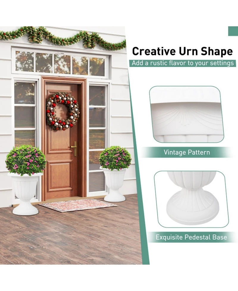 Gouun Vintage Urn Planters Set of 2 with Pedestal Base