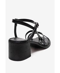 Forever & Always Shoes Women's Lavish Leather Block Heel Sandal