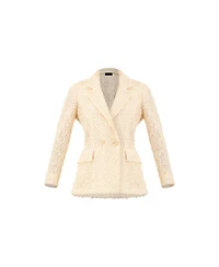 Ivonne Women's Textured Sequin See-Through Blazer with Tailored Silhouette
