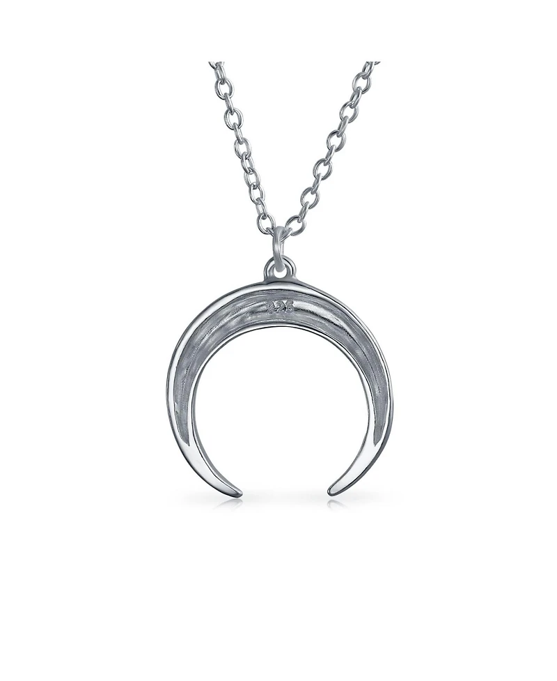 Bling Jewelry Trendy Horn Half Protection Symbol Pendant Necklace