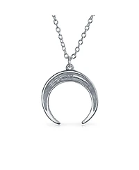 Bling Jewelry Trendy Horn Half Protection Symbol Pendant Necklace
