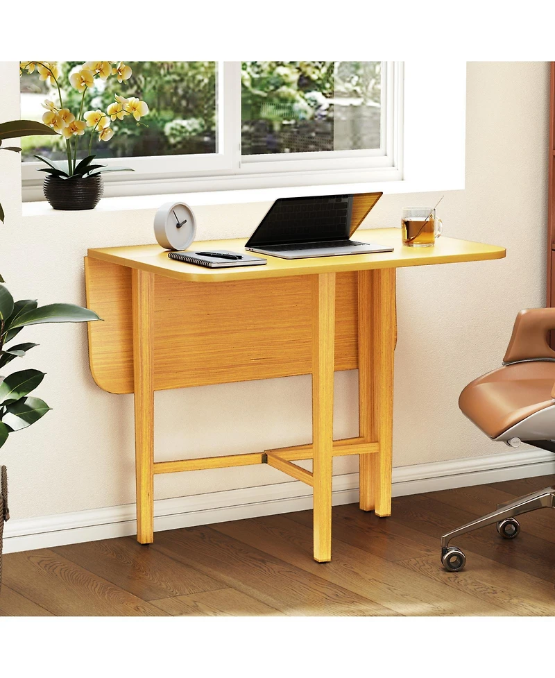 Sugift Foldable Dining Table for 2-4 People with Rubber Wood Legs for Small Space