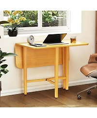 Sugift Foldable Dining Table for 2-4 People with Rubber Wood Legs for Small Space