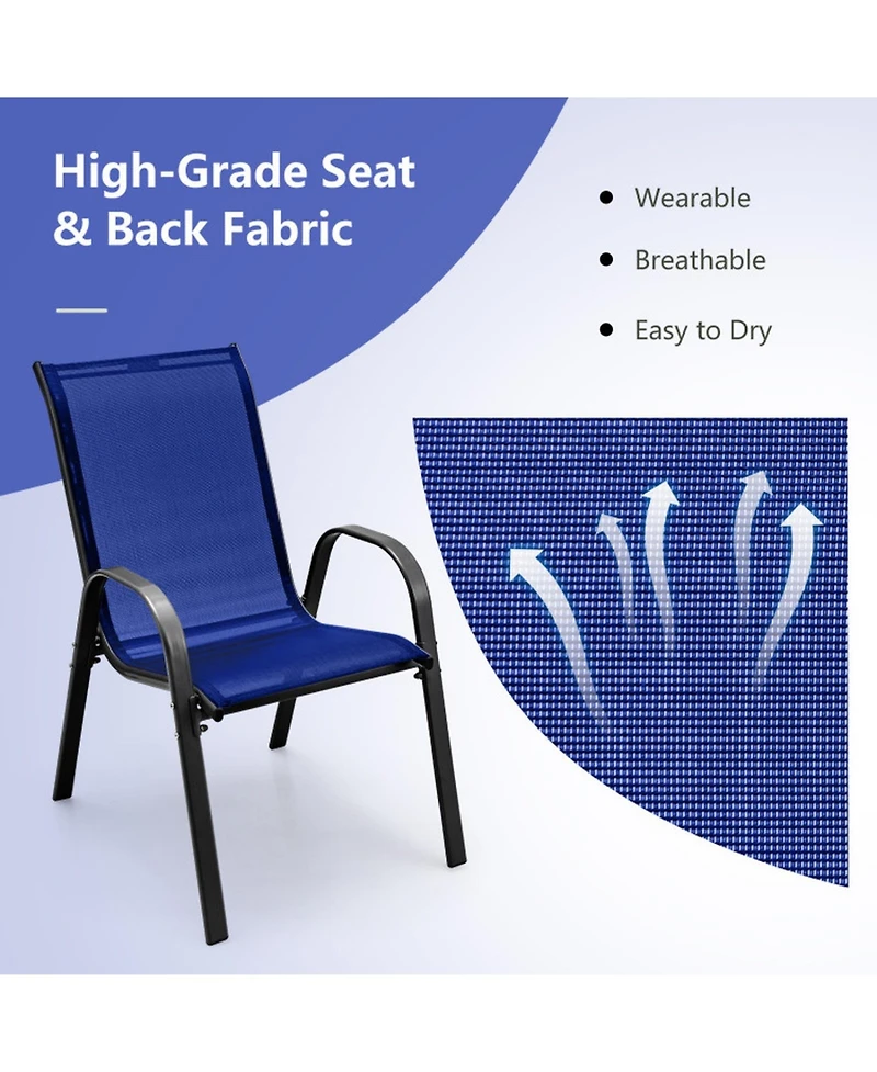 Gouun Stackable Patio Dining Chairs Set of 2 with Armrests and Steel Frame