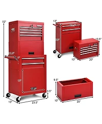 Gouun 6-Drawer Rolling Steel Tool Chest with Detachable Top Box