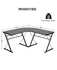 Gouun Wood Compact Writing Desk with Integrated Bookshelf