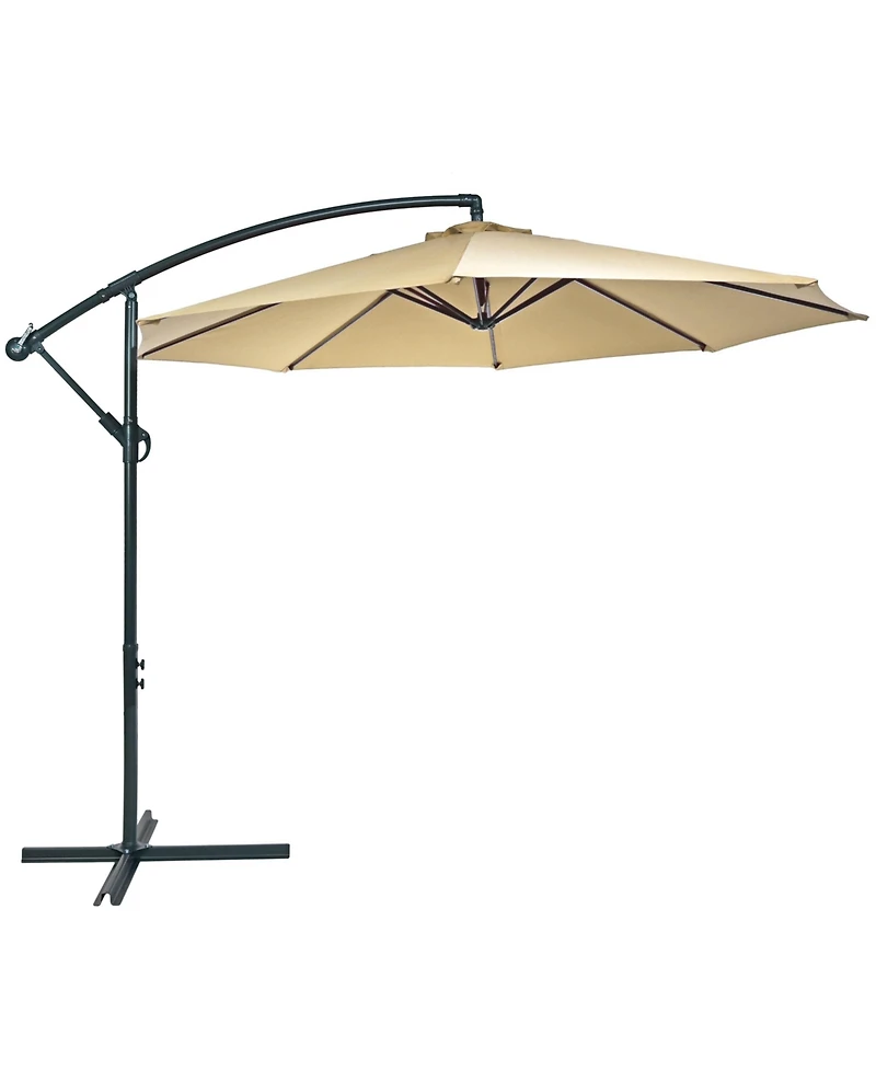 Outdoor Steel Offset Cantilever Patio Umbrella with Round Base Set - 10'