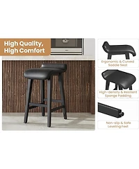 gaomon Counter Height Bar Stools Set of 4, Wood Frame Pu Leather Seat for Kitchen Island