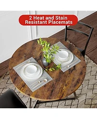 gaomon 3-Piece 2-Person Round Wooden Dining Table Set, for Kitchens and Apartments