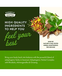 Swanson Rhodiola Ashwagandha Ginseng Complex Energy Immune Function Nervous System Stress Support Adaptogen Herb Supplement 60 Capsules